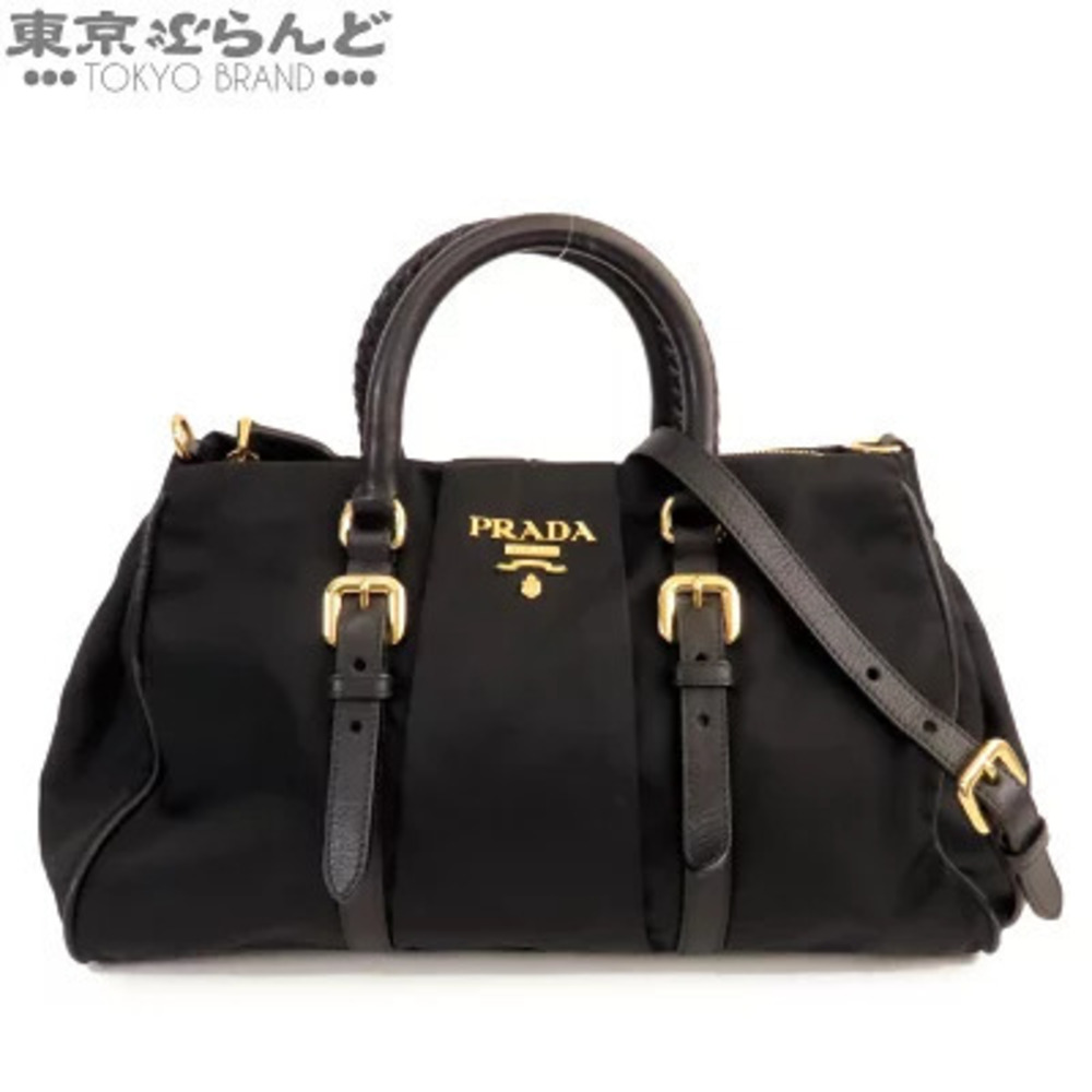 Prada Tessuto handbag featuring buckle details Black